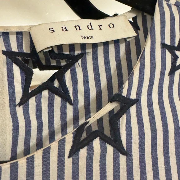 Sandro Navy Star Striped Blouse - Picture 5 of 6